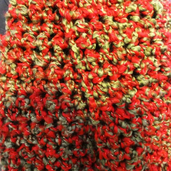 Multicolor Red Green Scarf 78x5 inch Long Handmade Crochet knit Warm Winter Wrap - Picture 2 of 6